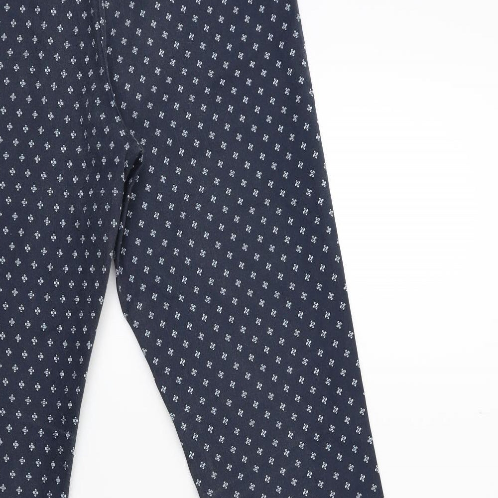 H&M Womens Blue Geometric  Trousers  Size 10 L27 in