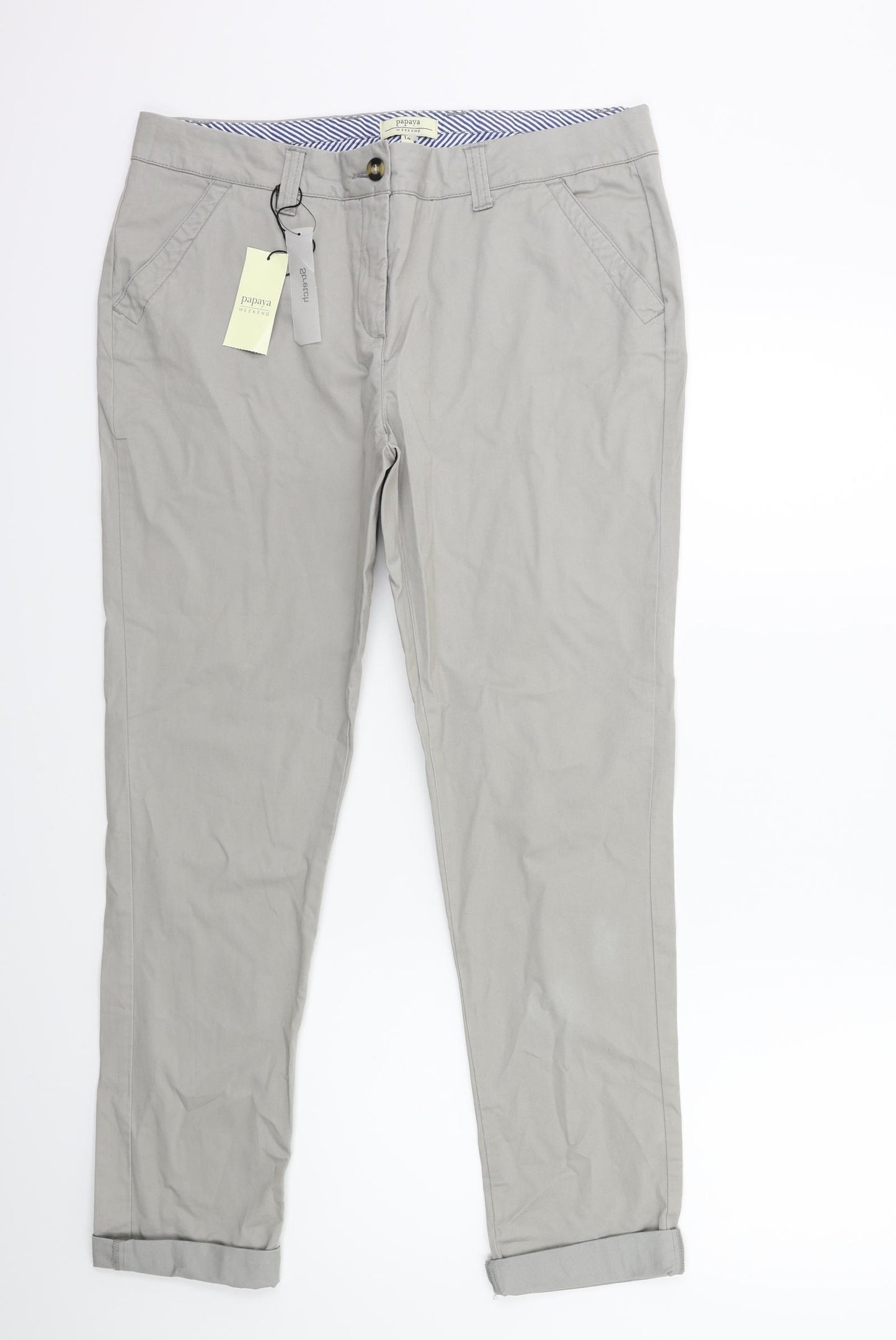 Papaya Womens Grey   Chino Trousers Size 14 L27 in
