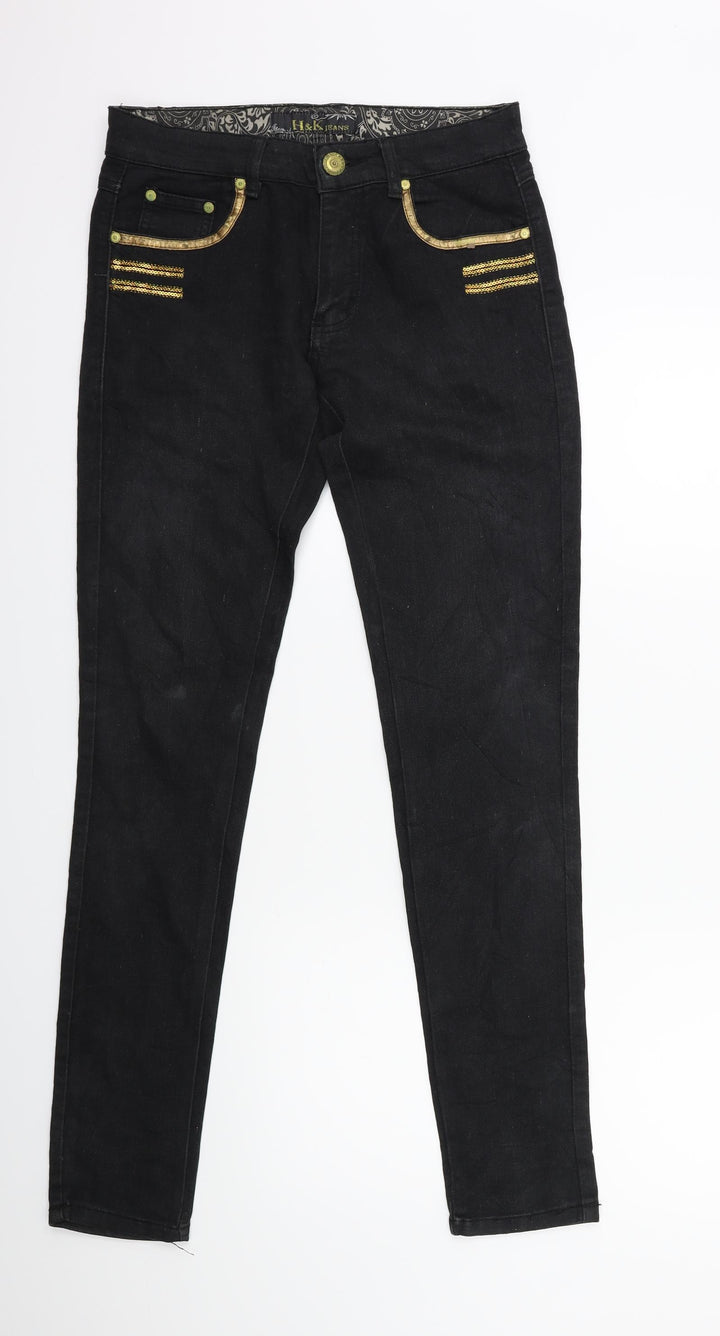 H&K Womens Black  Denim Skinny Jeans Size 30 in L30 in