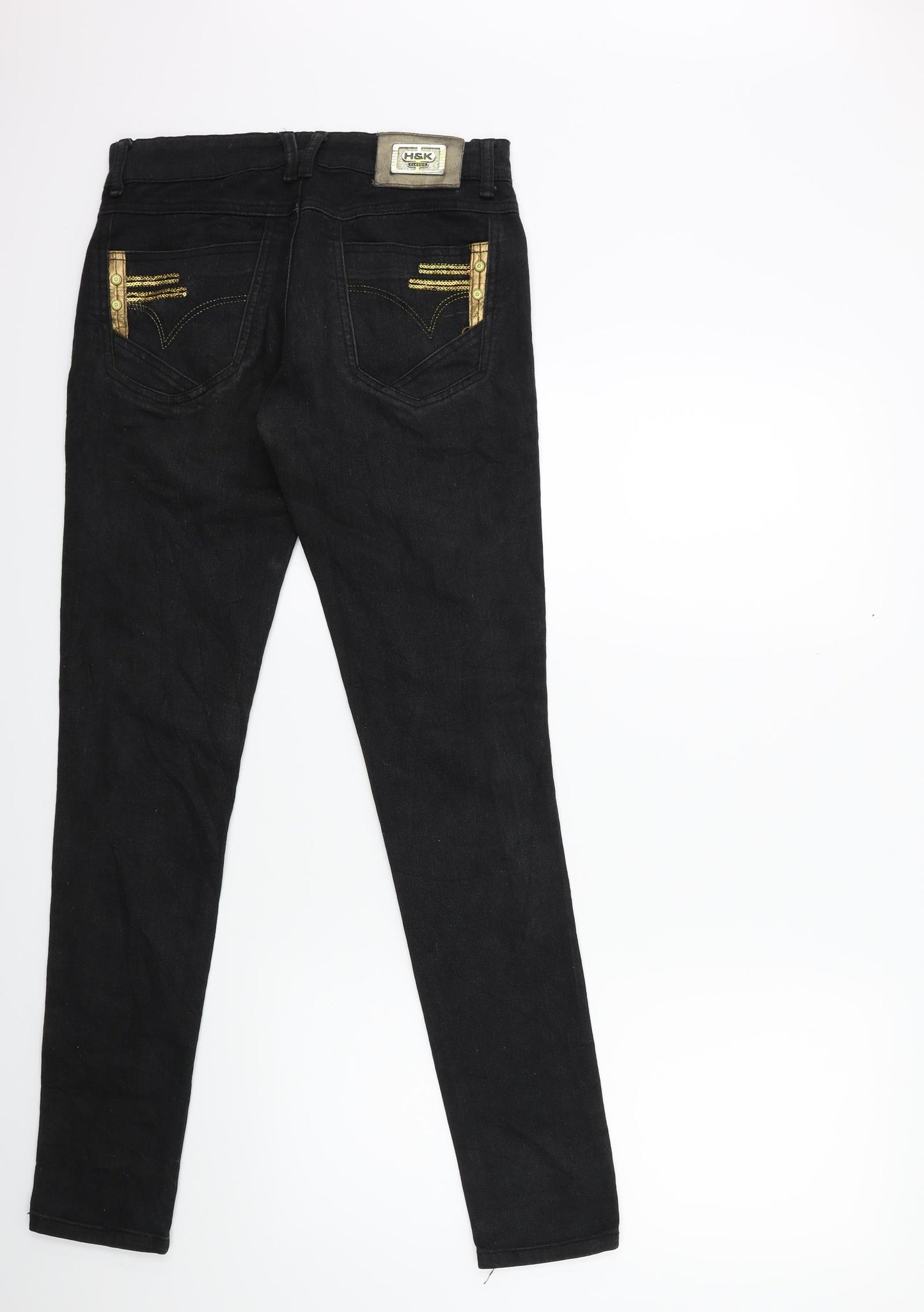 H&K Womens Black  Denim Skinny Jeans Size 30 in L30 in