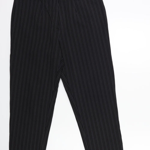 C&A Womens Black Striped Rayon Trousers  Size 16 L28 in