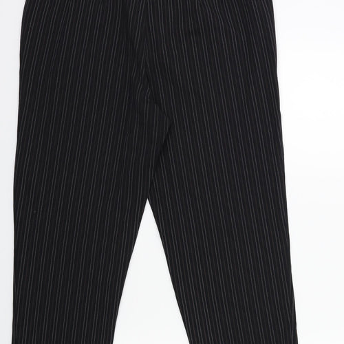 C&A Womens Black Striped Rayon Trousers  Size 16 L28 in