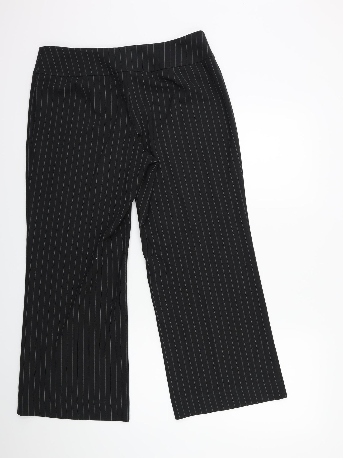 Marks and Spencer Womens Black Striped  Trousers  Size 14 L29 in