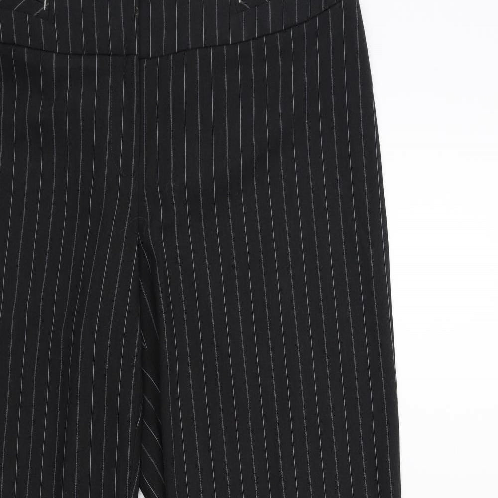 Marks and Spencer Womens Black Striped  Trousers  Size 14 L29 in