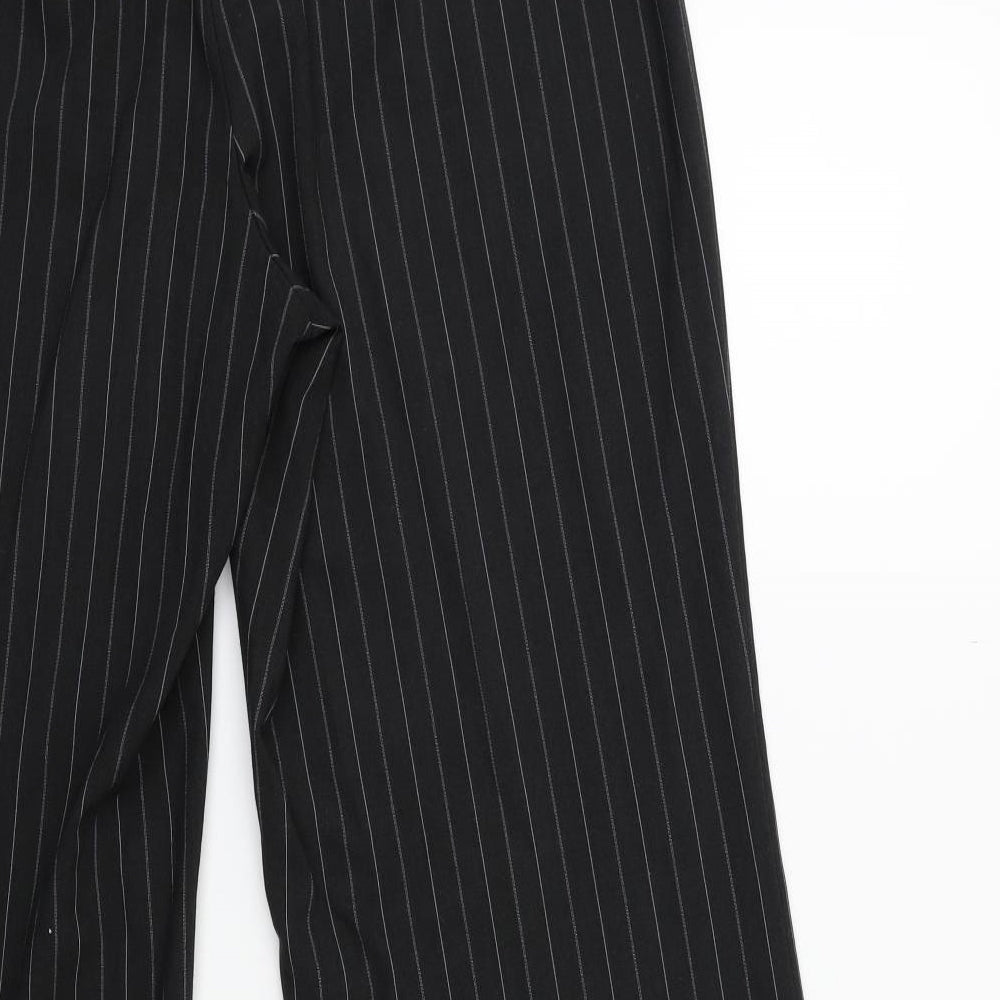 Marks and Spencer Womens Black Striped  Trousers  Size 14 L29 in