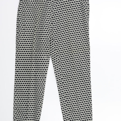 H&M Womens Black Geometric  Trousers  Size 8 L27 in