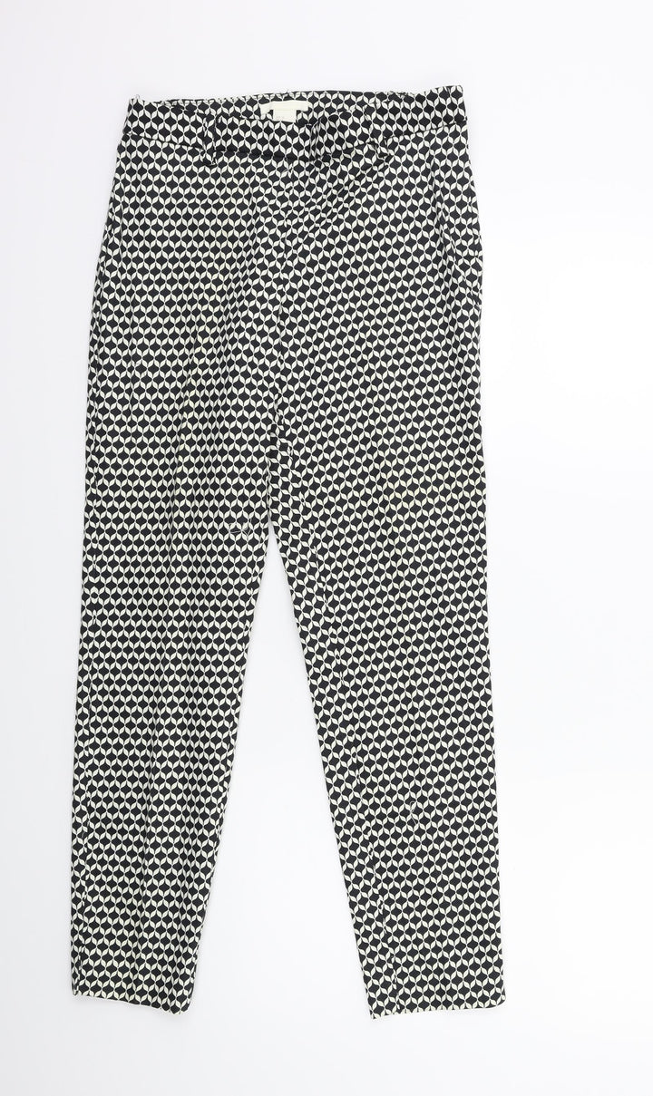 H&M Womens Black Geometric  Trousers  Size 8 L27 in