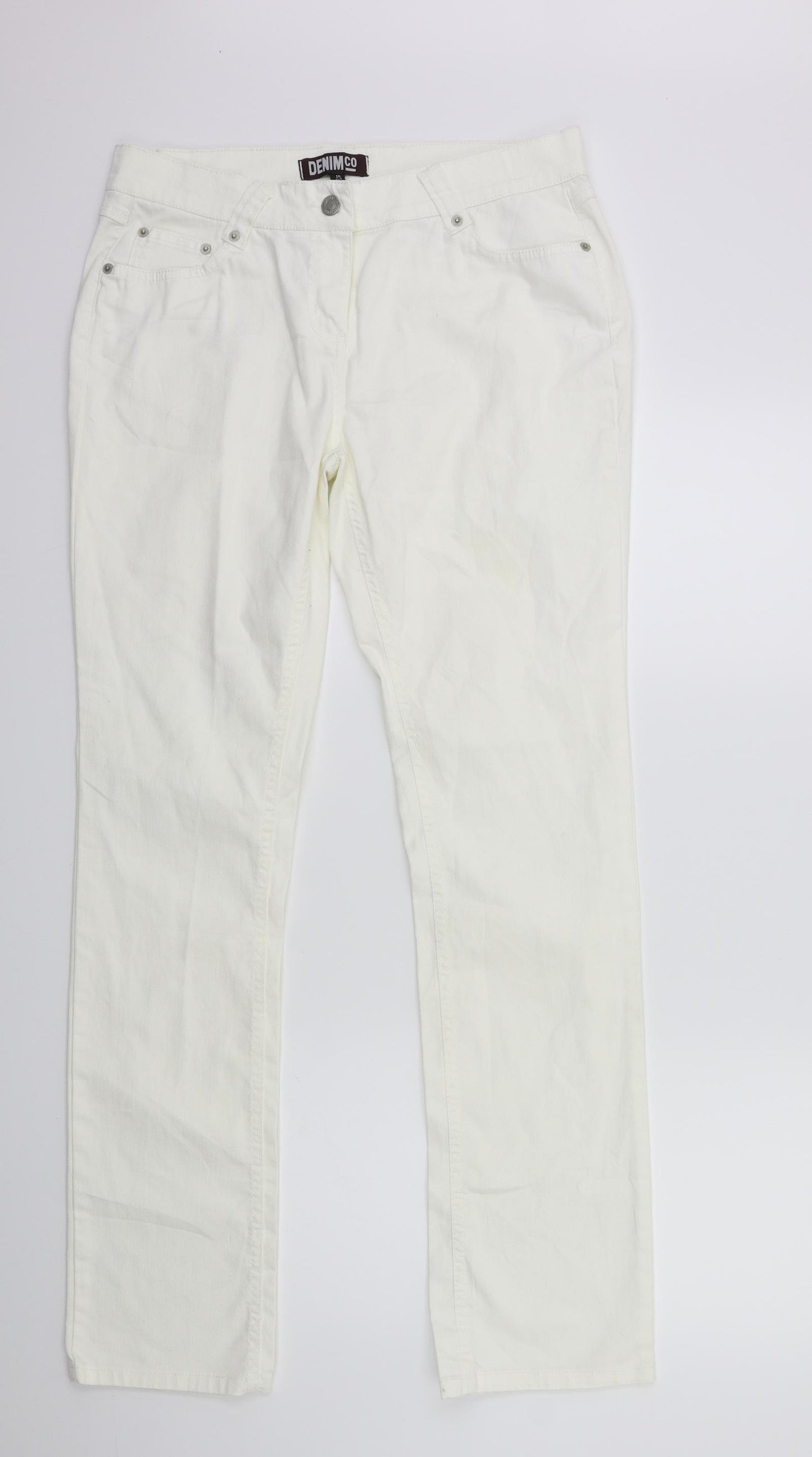 Denim & Co. Womens White  Denim Straight Jeans Size 16 L31 in