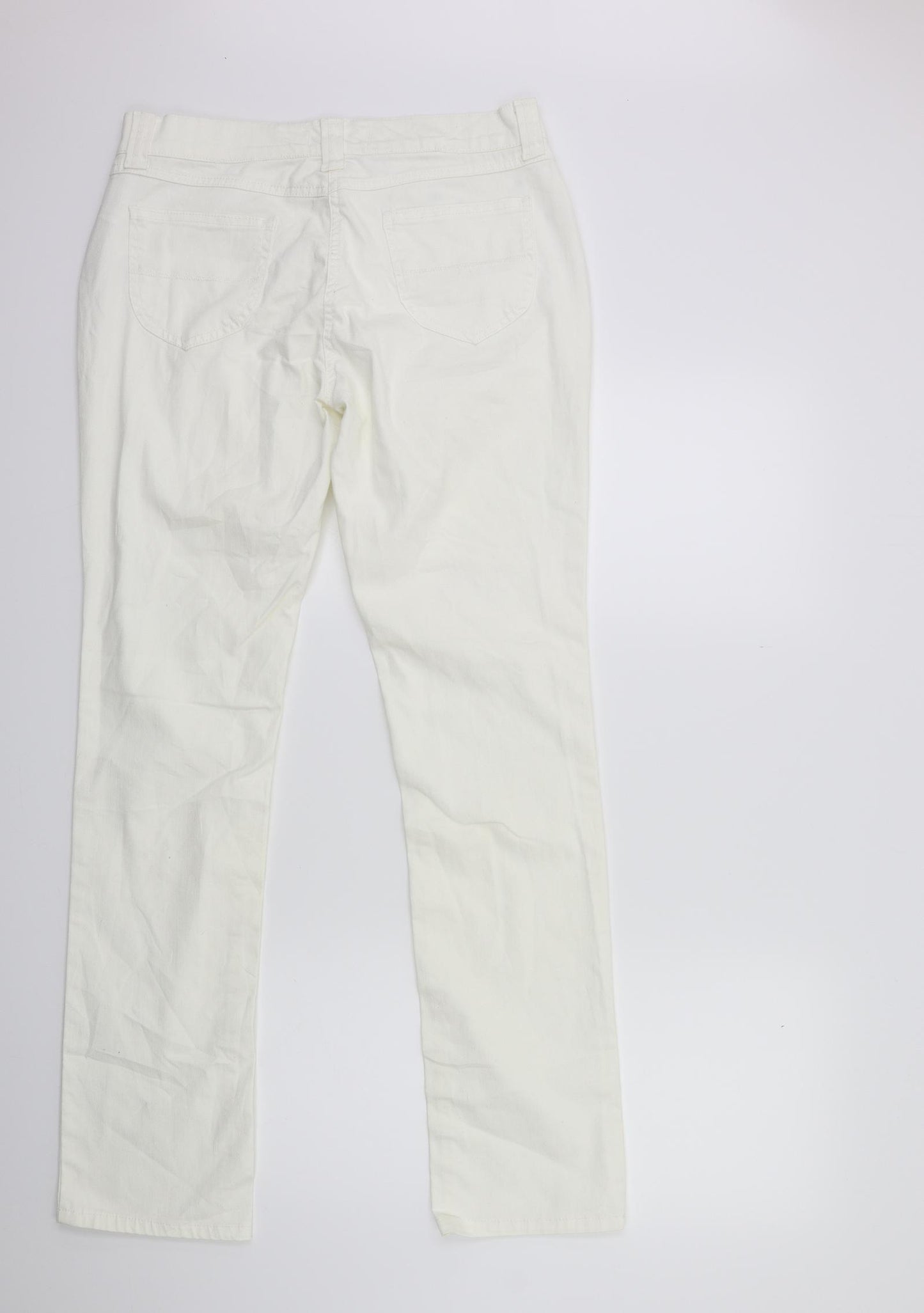 Denim & Co. Womens White  Denim Straight Jeans Size 16 L31 in