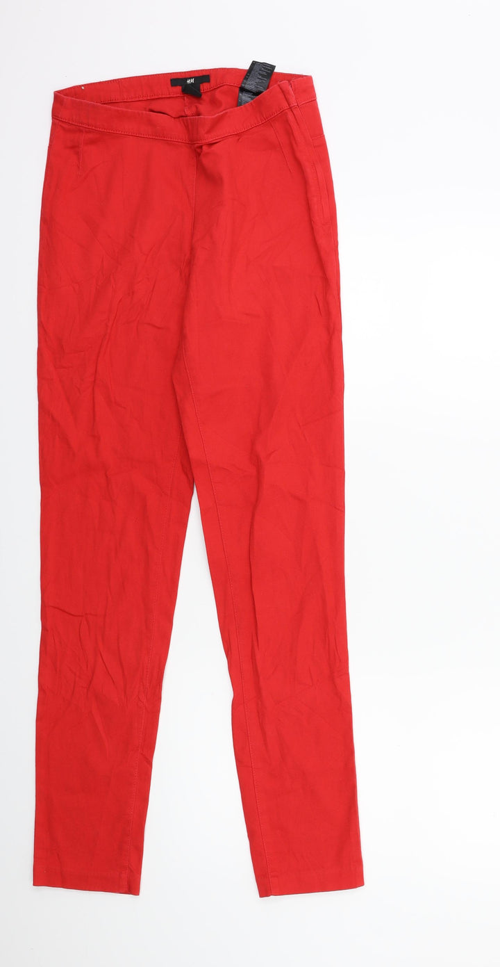 H&M Womens Red Denim Skinny Jeans Size 8 L29 in