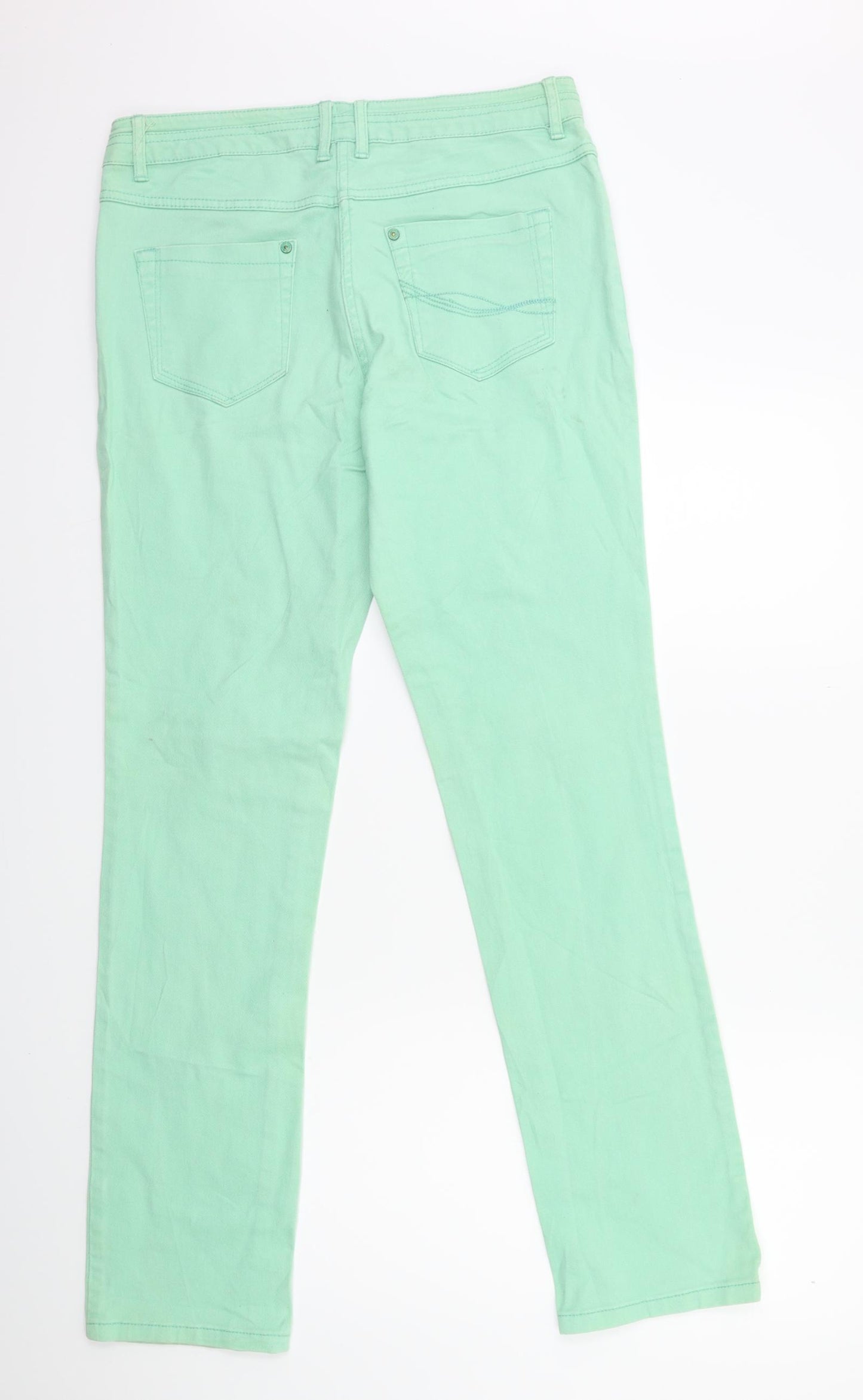 UpFashion Womens Green  Denim Skinny Jeans Size 10 L31 in