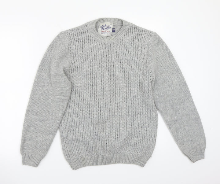 Topman Mens Grey Pullover Jumper Size S