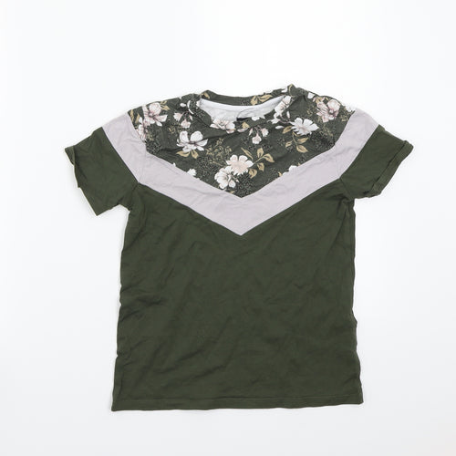 River Island Boys Green Floral  Basic T-Shirt Size 7 Years