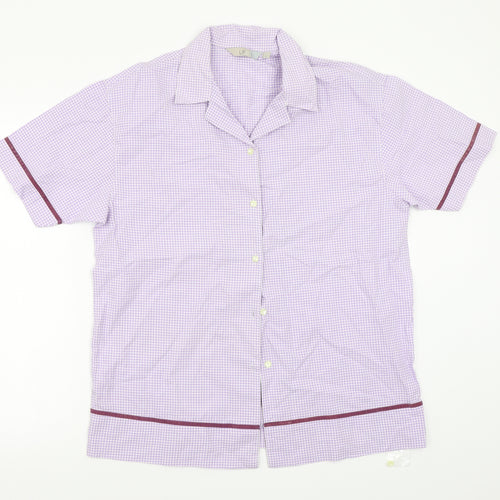 Jeff&Co Womens Purple Check  Basic Button-Up Size L