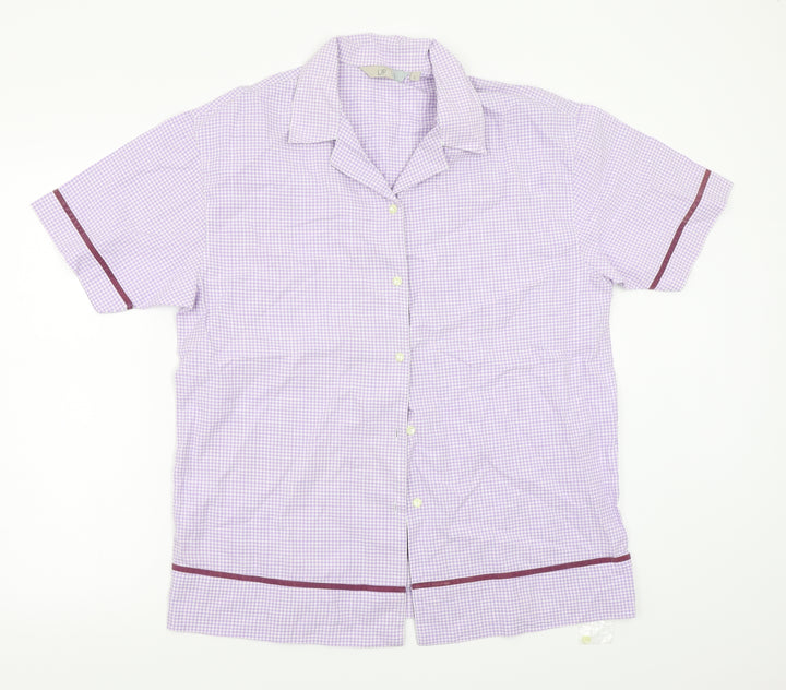 Jeff&Co Womens Purple Check Basic Button-Up Size L