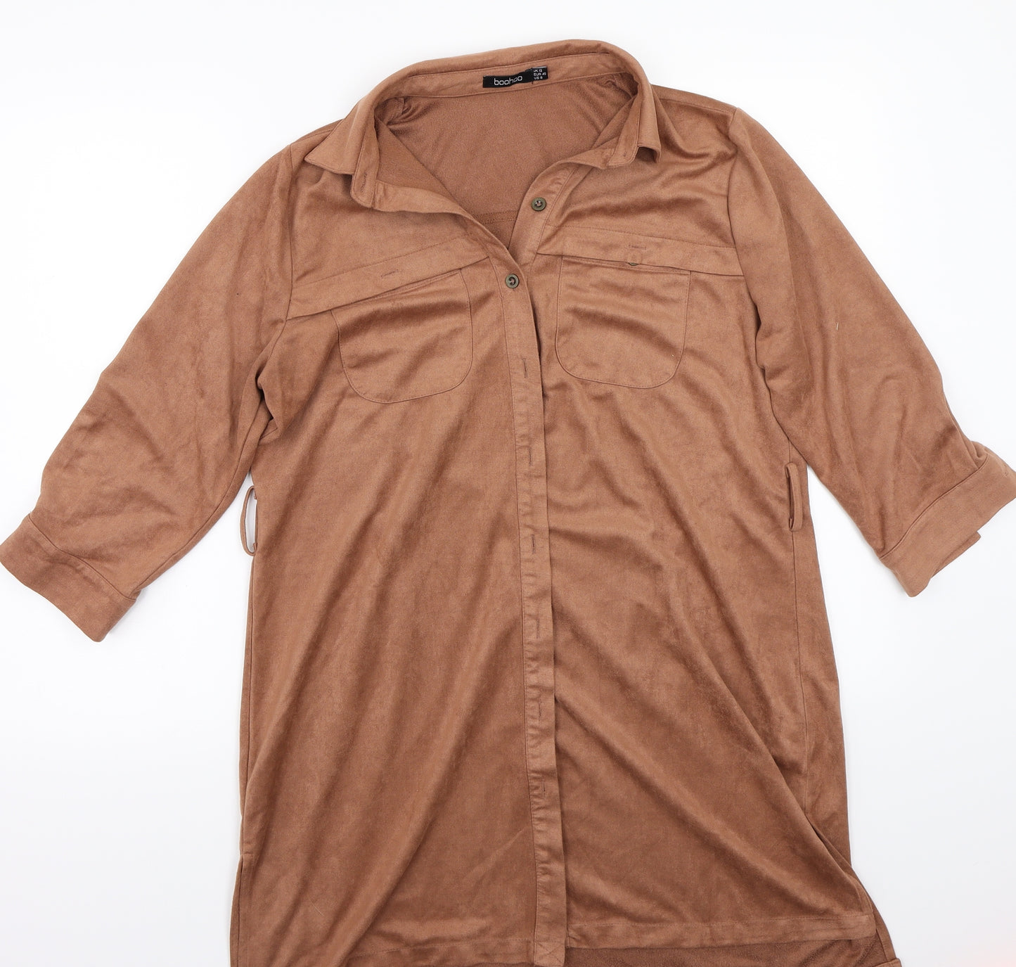 Boohoo Womens Brown   Basic Button-Up Size 12