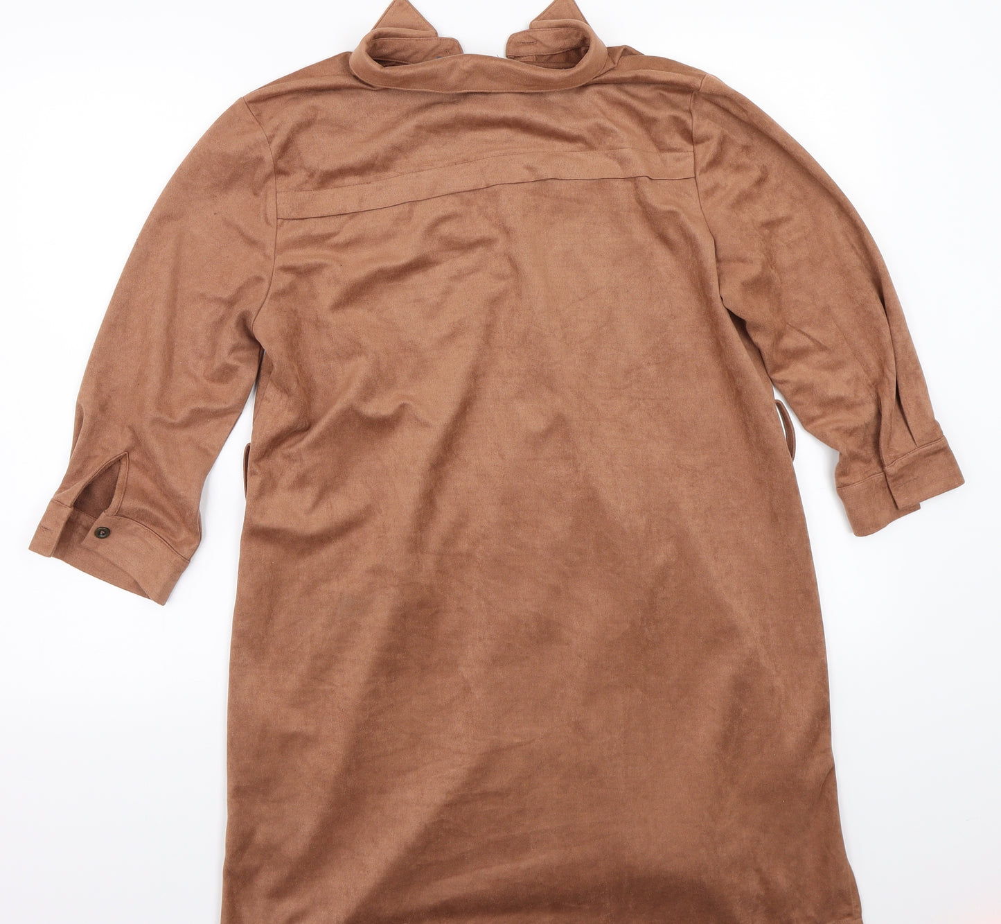 Boohoo Womens Brown   Basic Button-Up Size 12