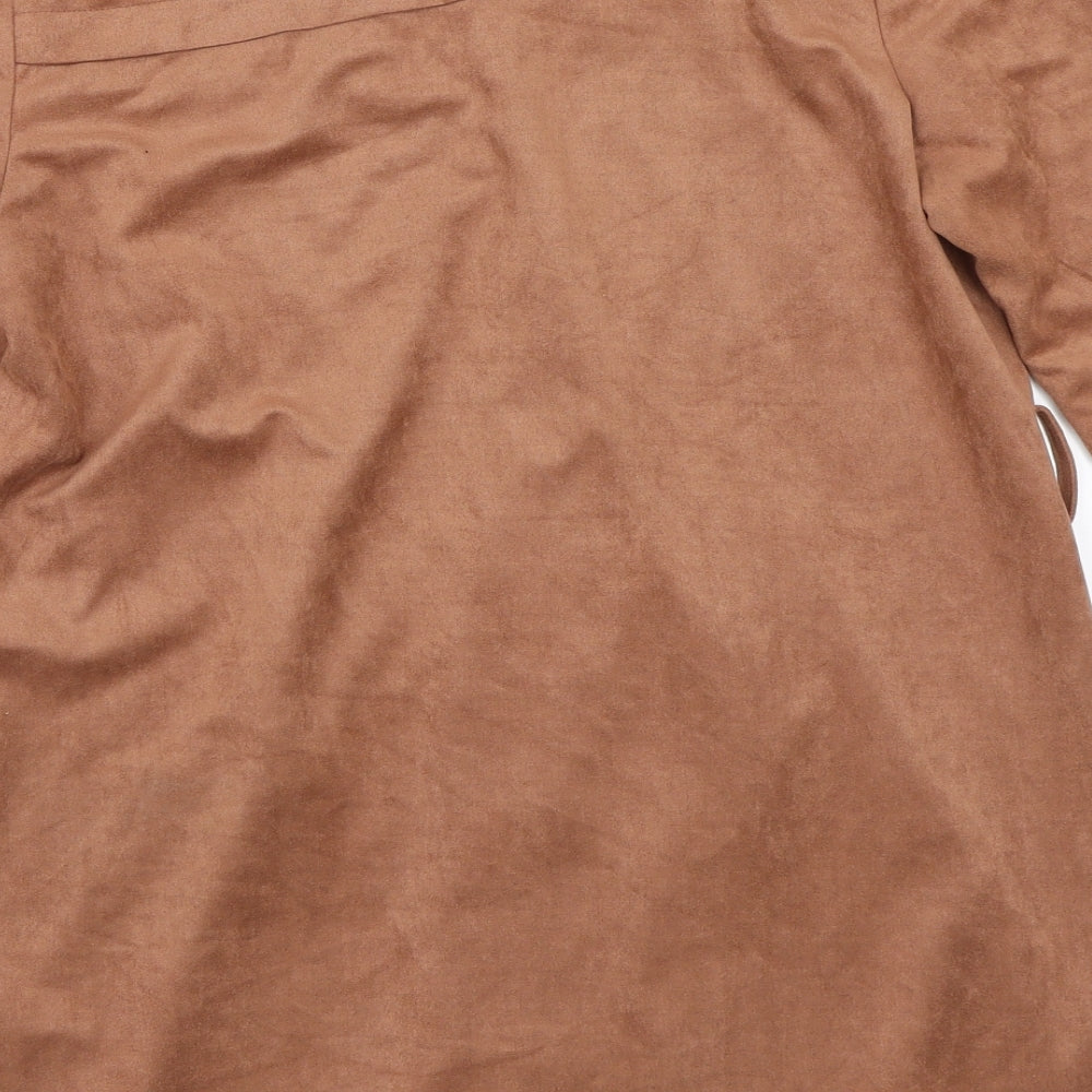 Boohoo Womens Brown   Basic Button-Up Size 12
