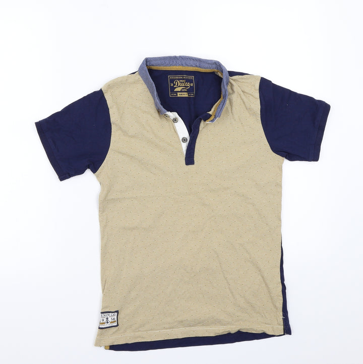 True dudes Boys Brown Striped Basic Polo Size 10 Years