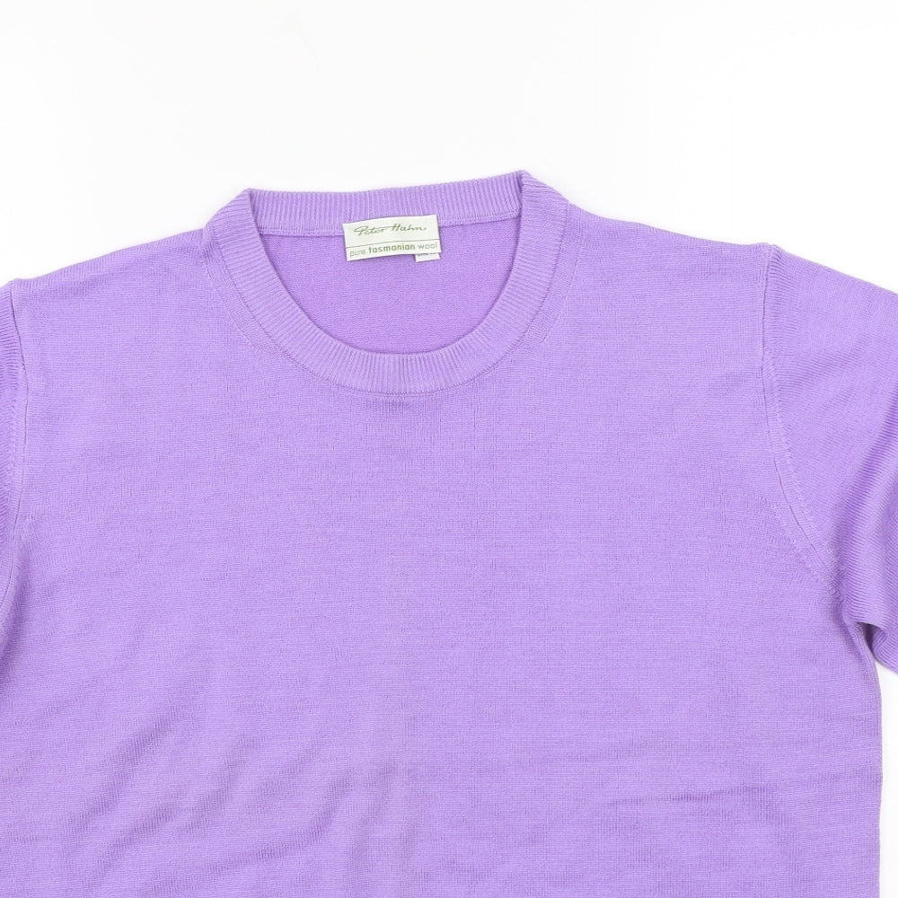 Peter Hahn Womens Purple   Basic T-Shirt Size 14