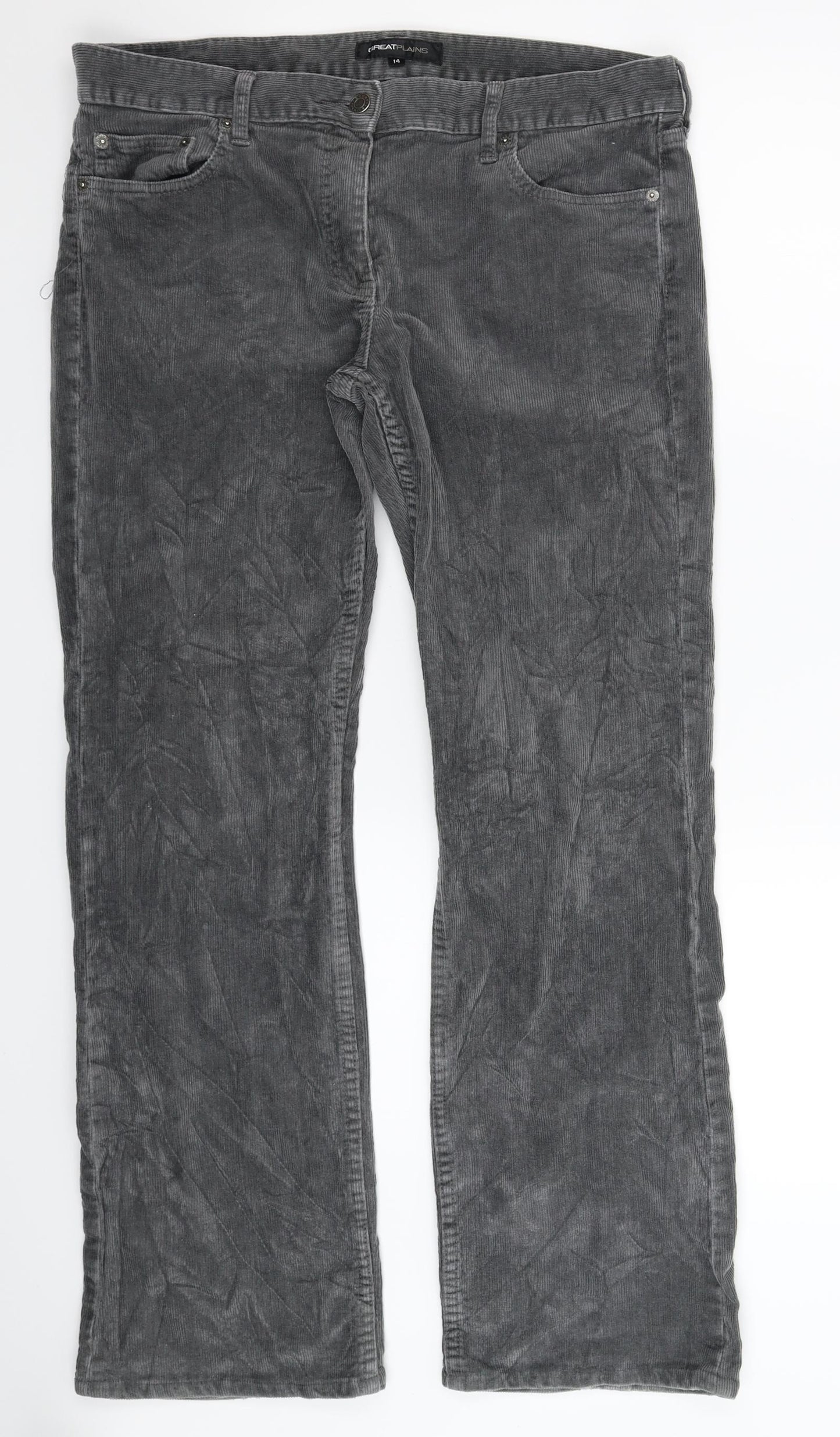 Great Plains Womens Grey  Corduroy Trousers  Size 14 L30 in