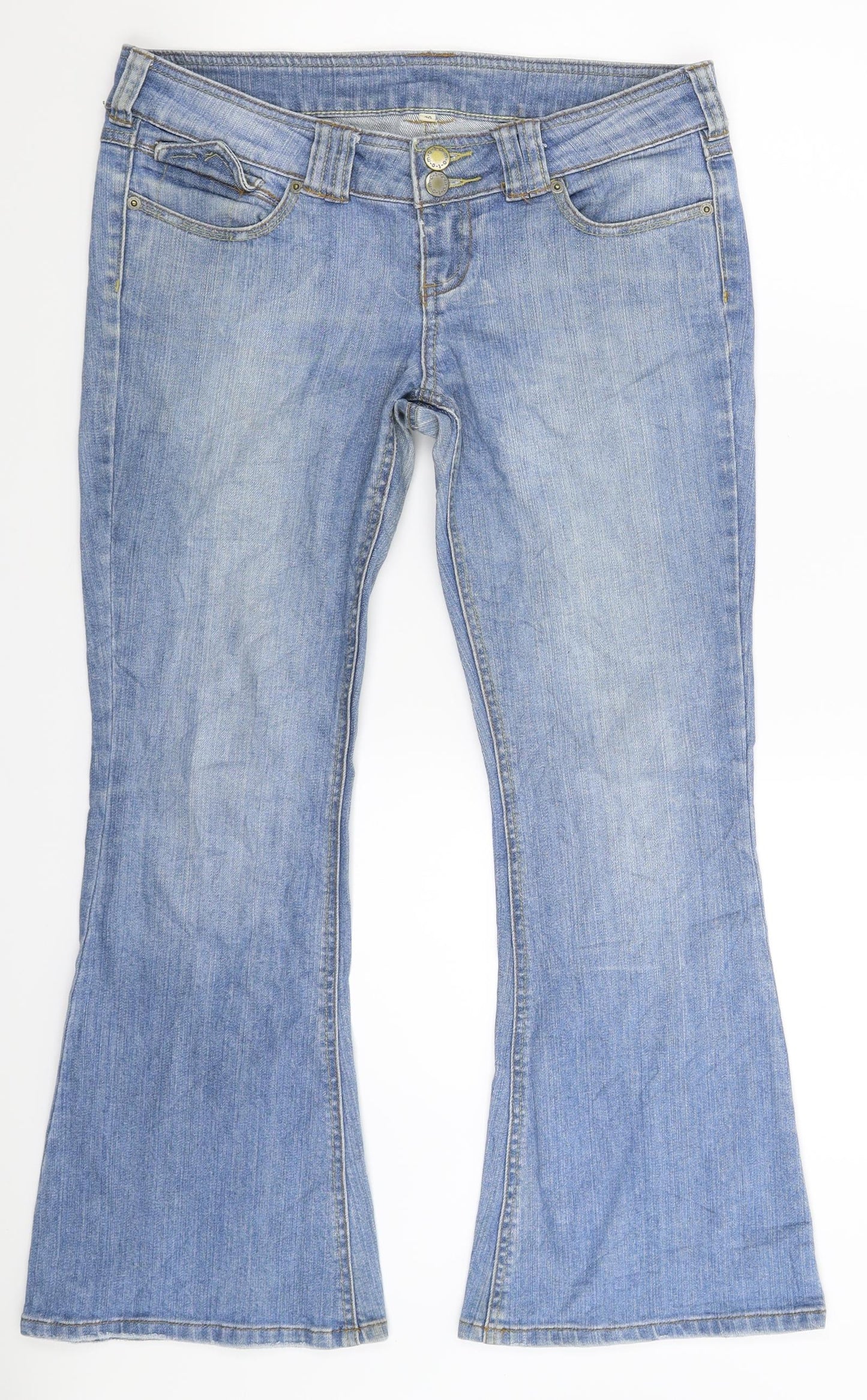 Topshop Womens Blue  Denim Flared Jeans Size 30 in L28 in