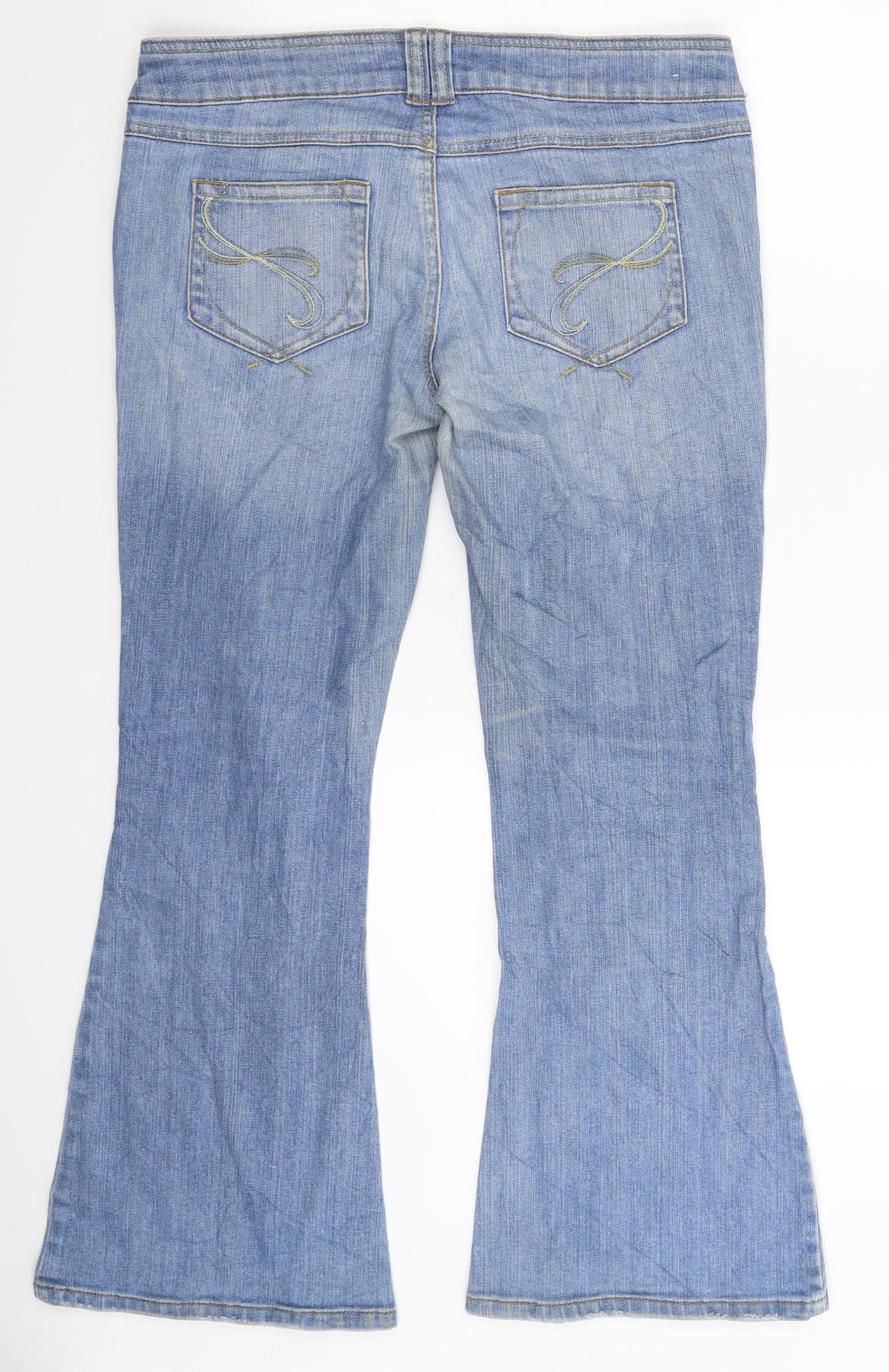 Topshop Womens Blue  Denim Flared Jeans Size 30 in L28 in