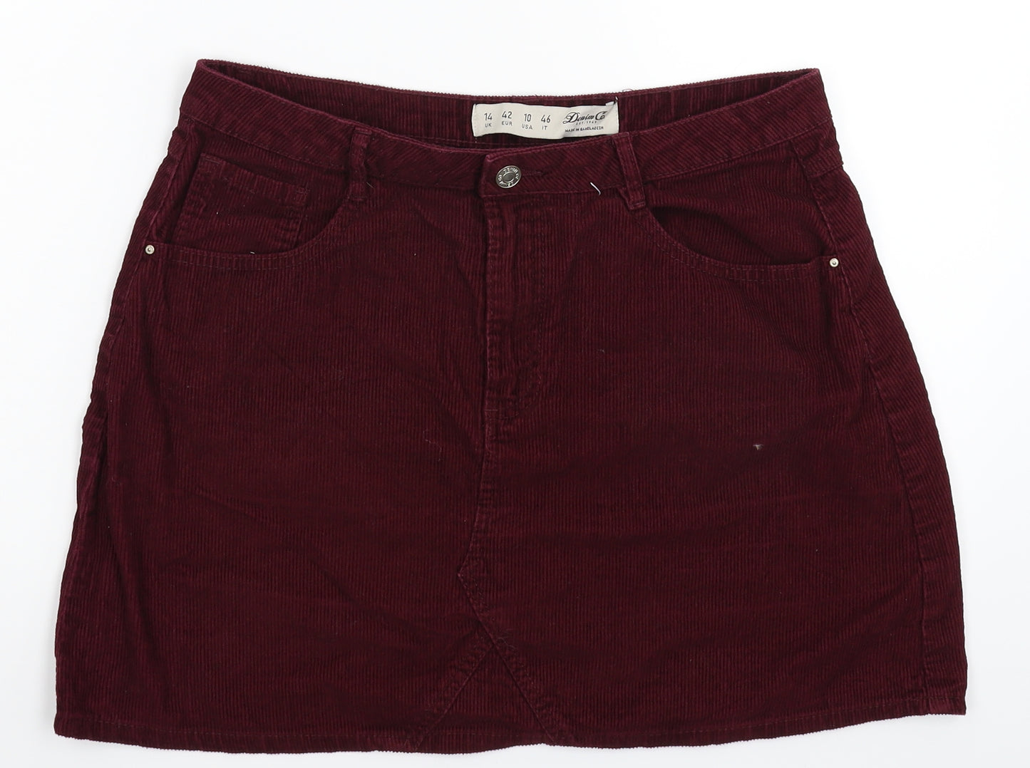 Denim & Co. Womens Brown  Corduroy A-Line Skirt Size 14