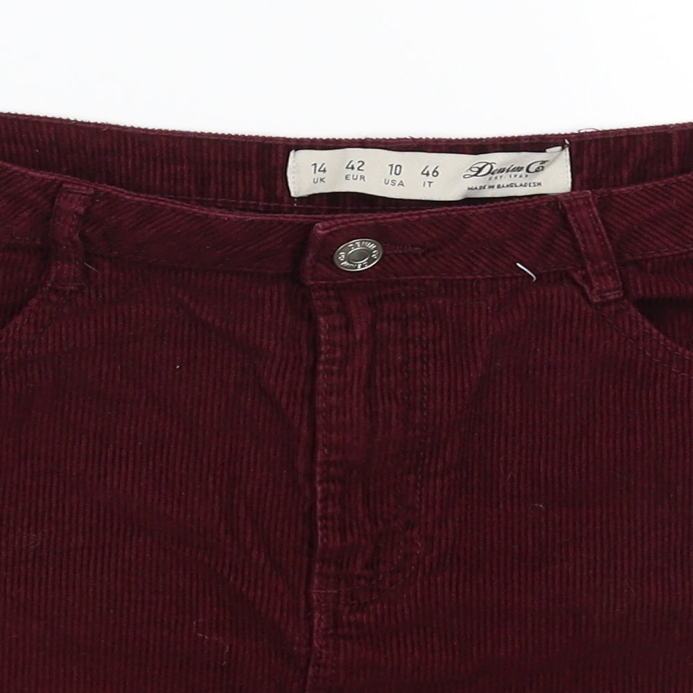 Denim & Co. Womens Brown  Corduroy A-Line Skirt Size 14