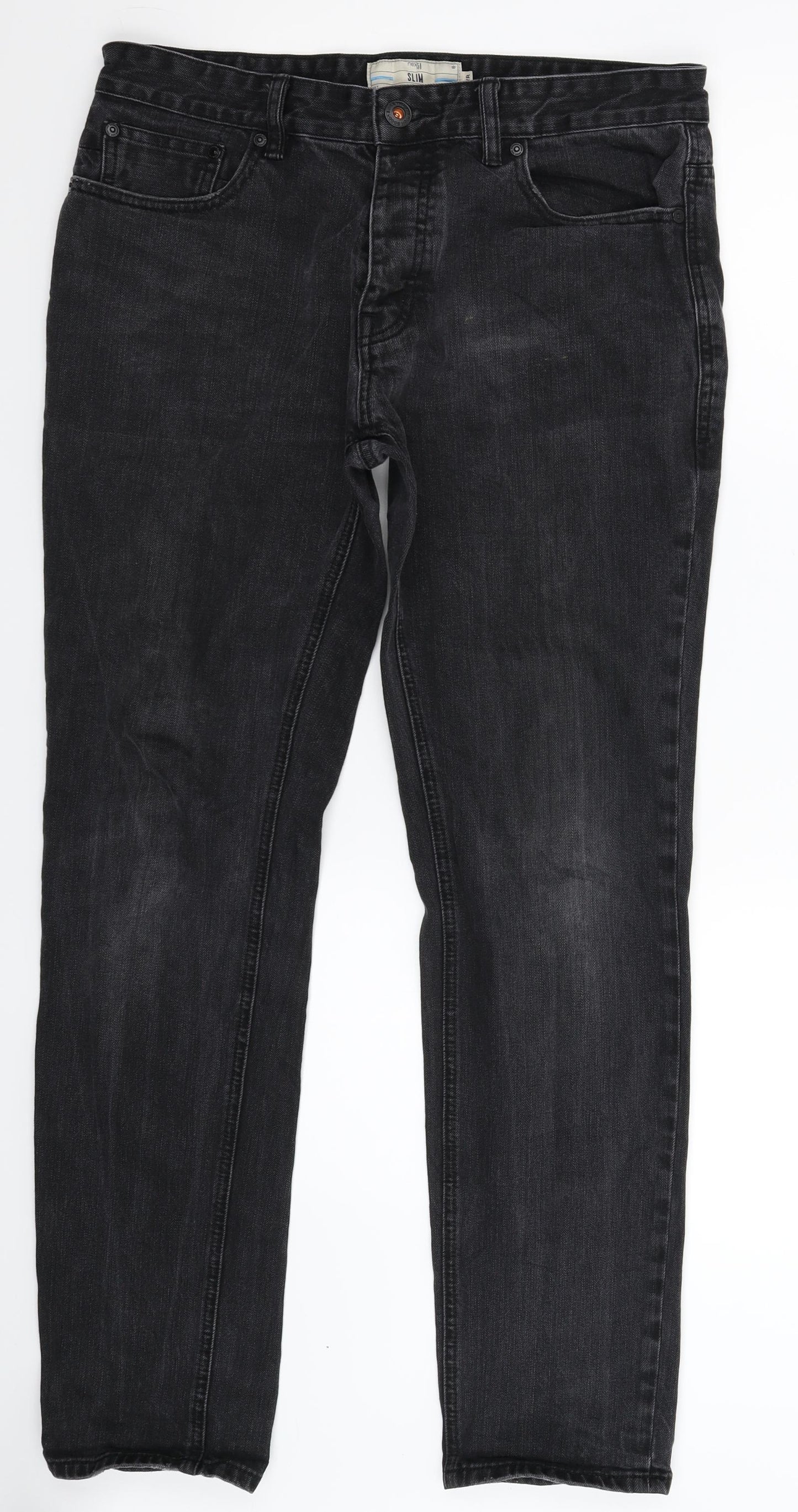 NEXT Mens Black  Denim Straight Jeans Size 32 L30 in