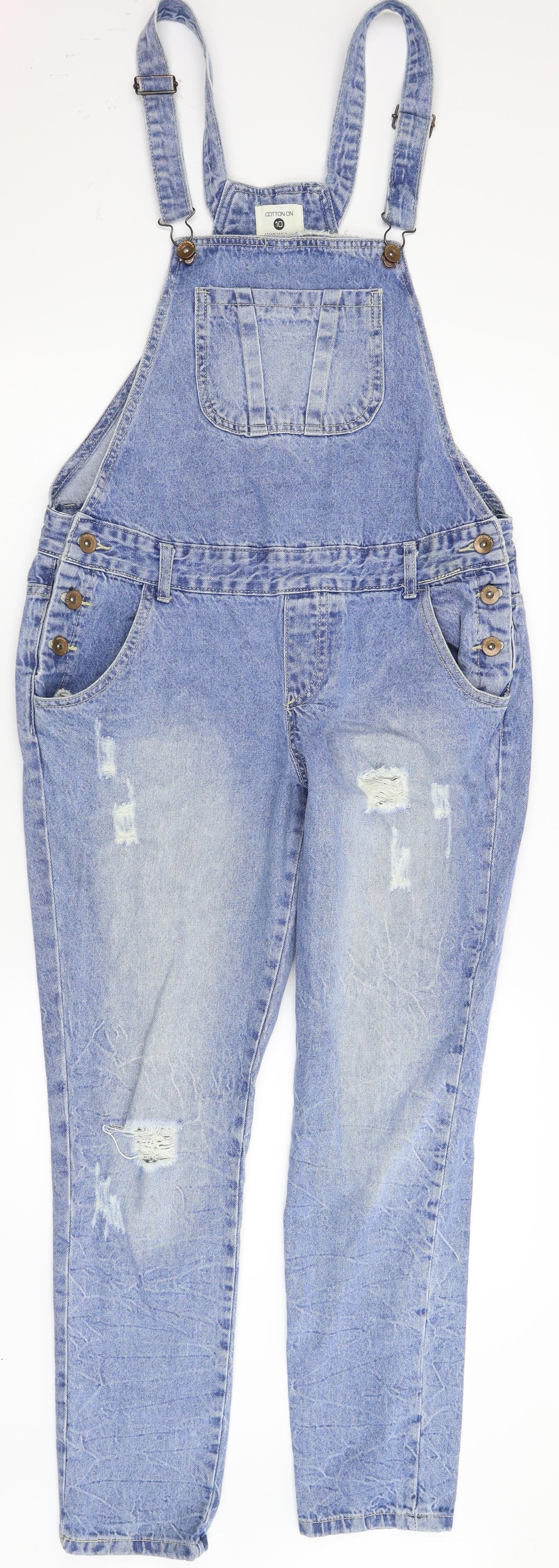 Cotton On Womens Blue  Denim Dungaree One-Piece Size 14 L31 in