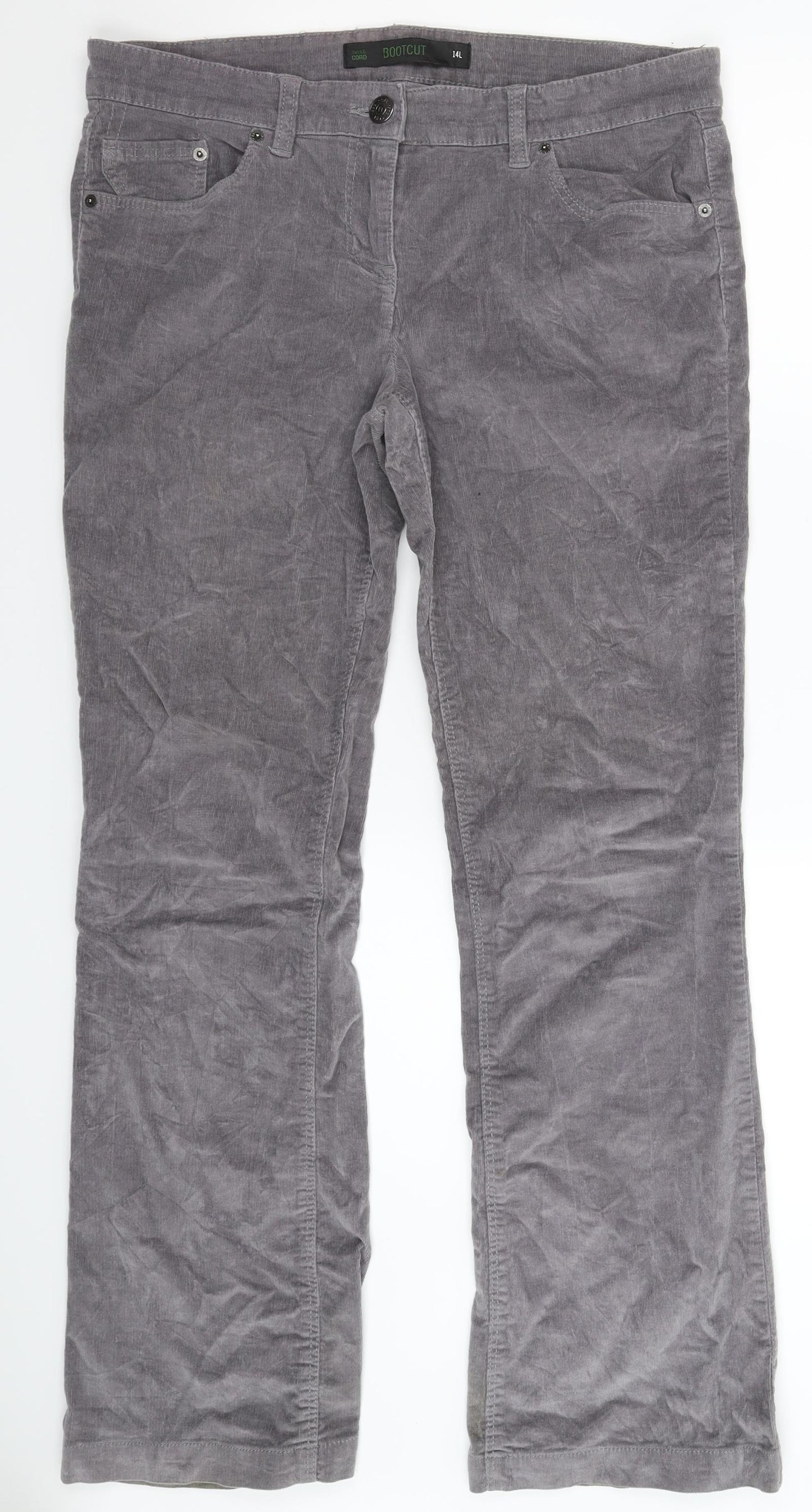 NEXT Womens Grey  Corduroy Trousers  Size 14 L31 in