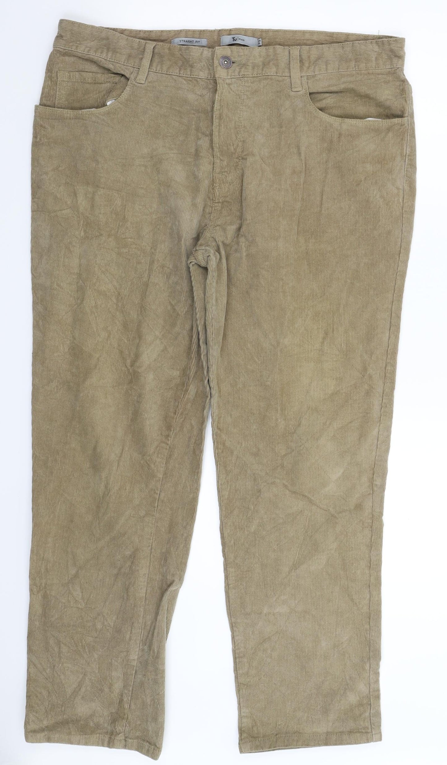 TU Mens Beige  Corduroy Trousers  Size 34 L30 in