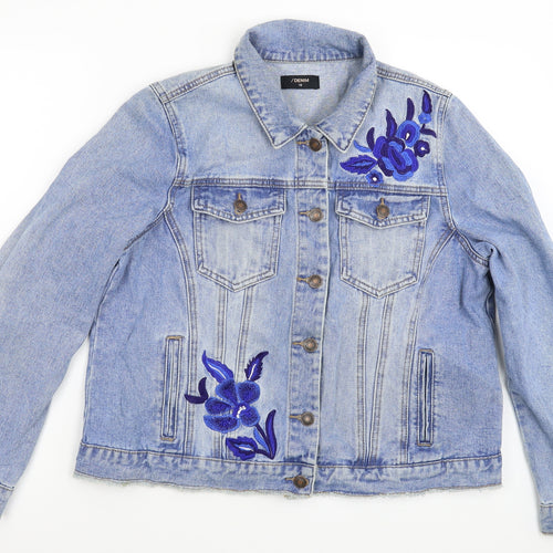 Matalan Womens Blue Floral Denim Jacket  Size 16