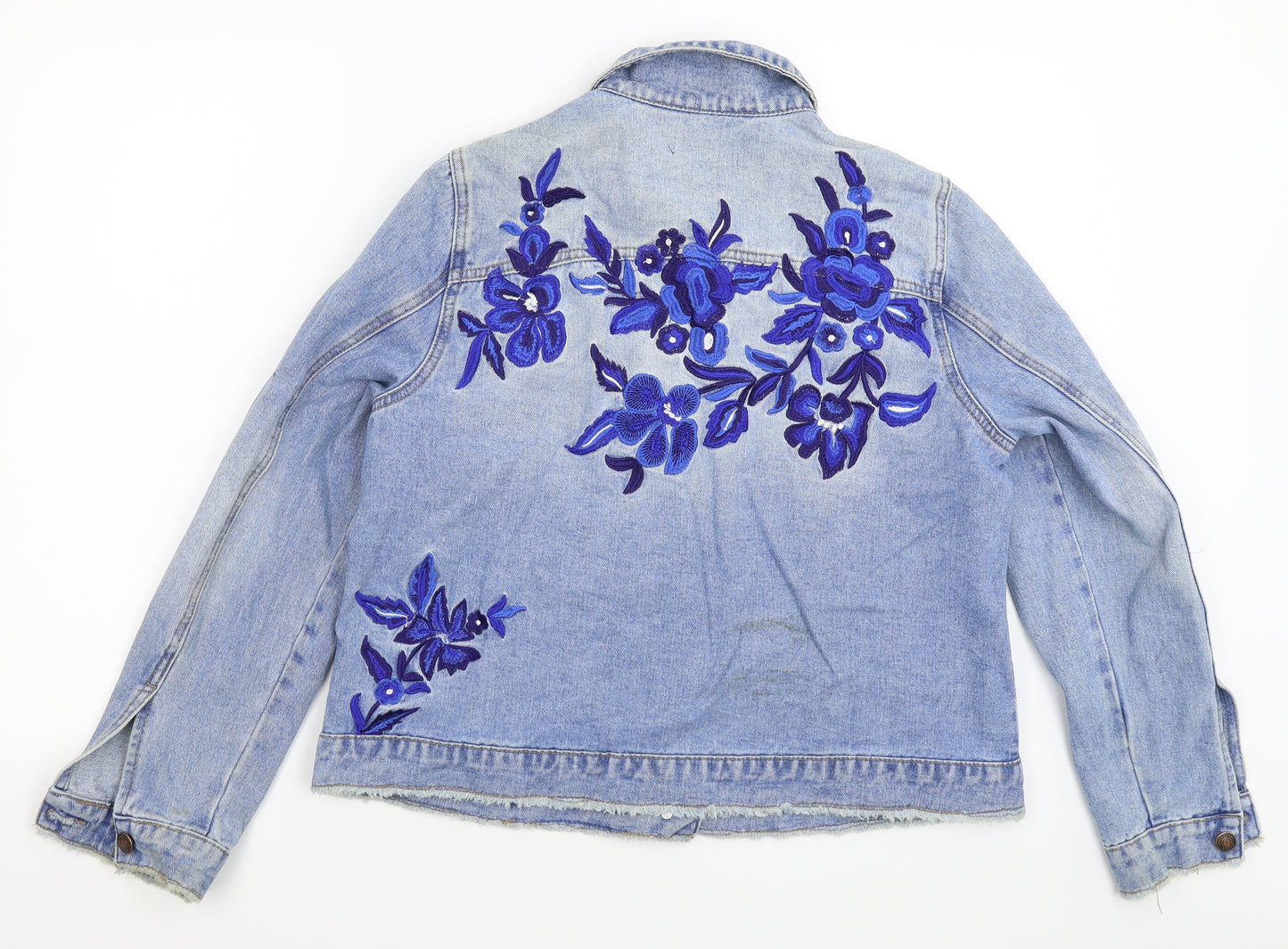 Matalan Womens Blue Floral Denim Jacket  Size 16