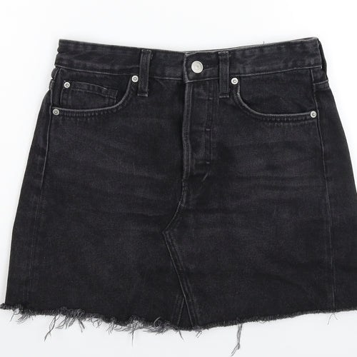 H&M Womens Black  Denim A-Line Skirt Size 8