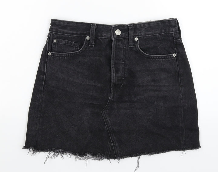 H&M Womens Black Denim A-Line Skirt Size 8