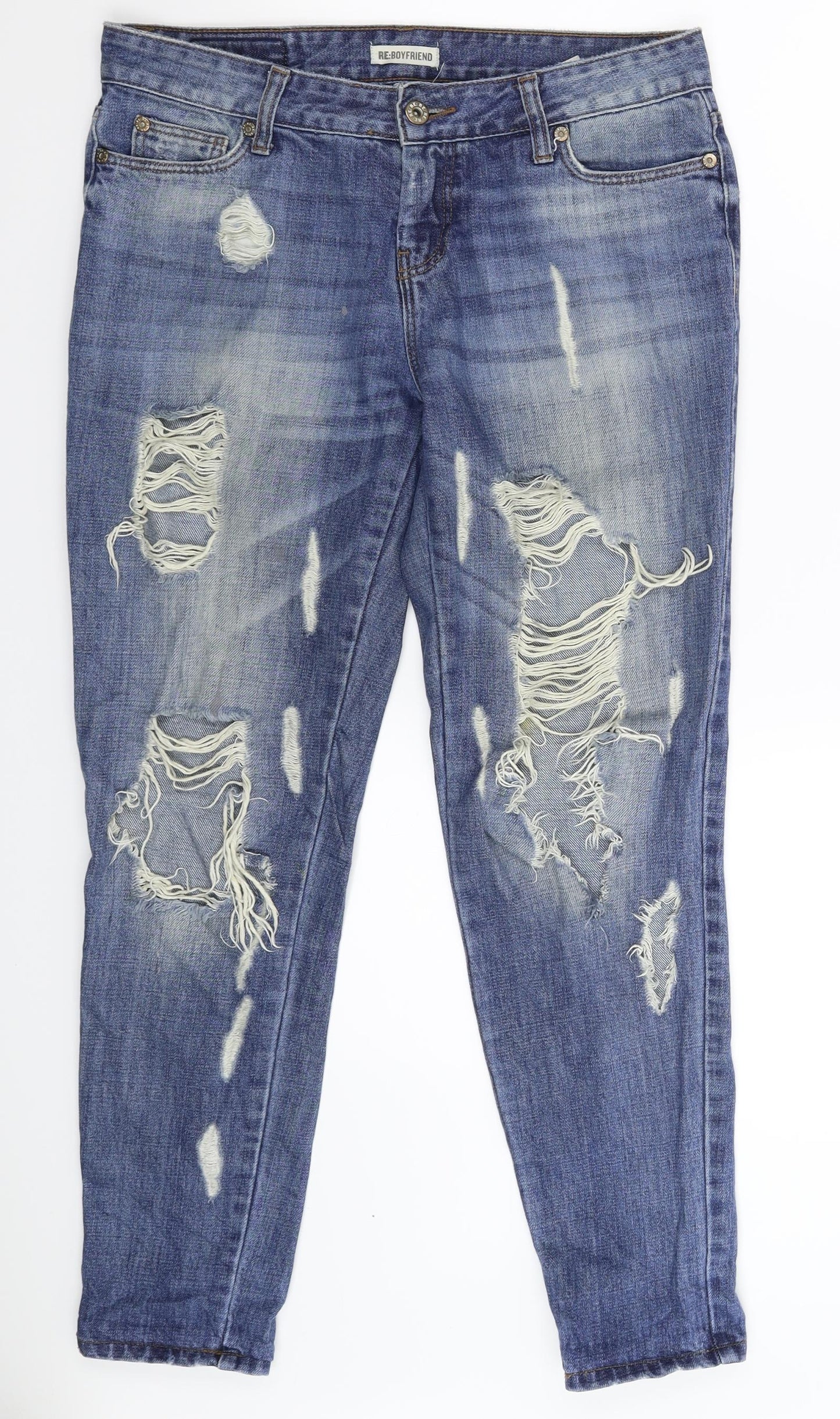 RE Womens Blue  Denim Boyfriend Jeans Size 32 in L28 in