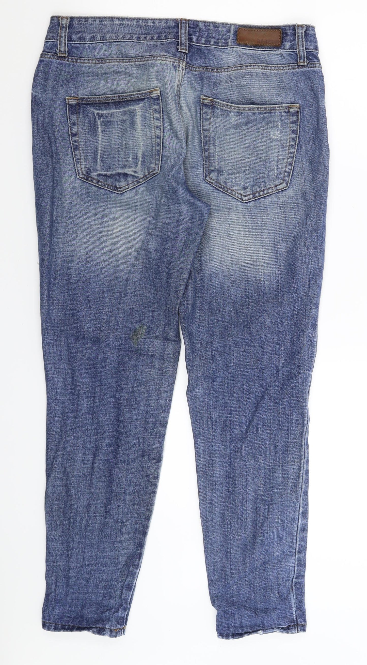 RE Womens Blue  Denim Boyfriend Jeans Size 32 in L28 in