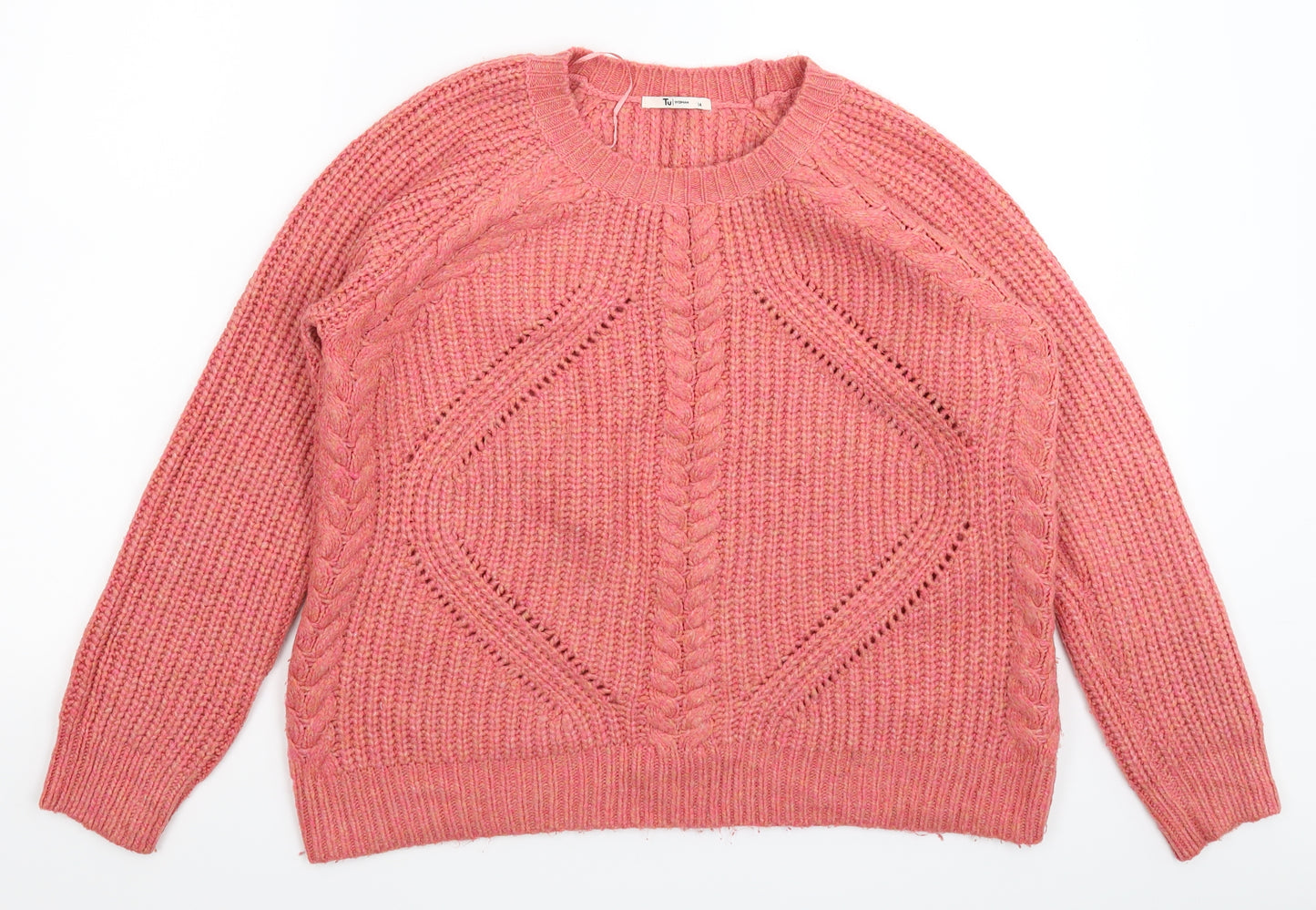 TU Womens Pink  Knit Pullover Jumper Size 14