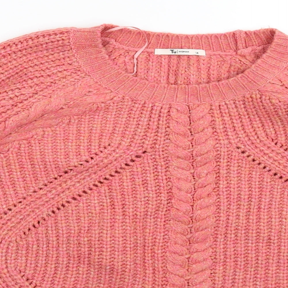 TU Womens Pink  Knit Pullover Jumper Size 14