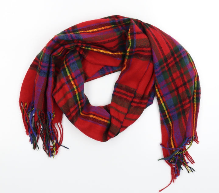 New Look Unisex Red Check Knit  Scarf