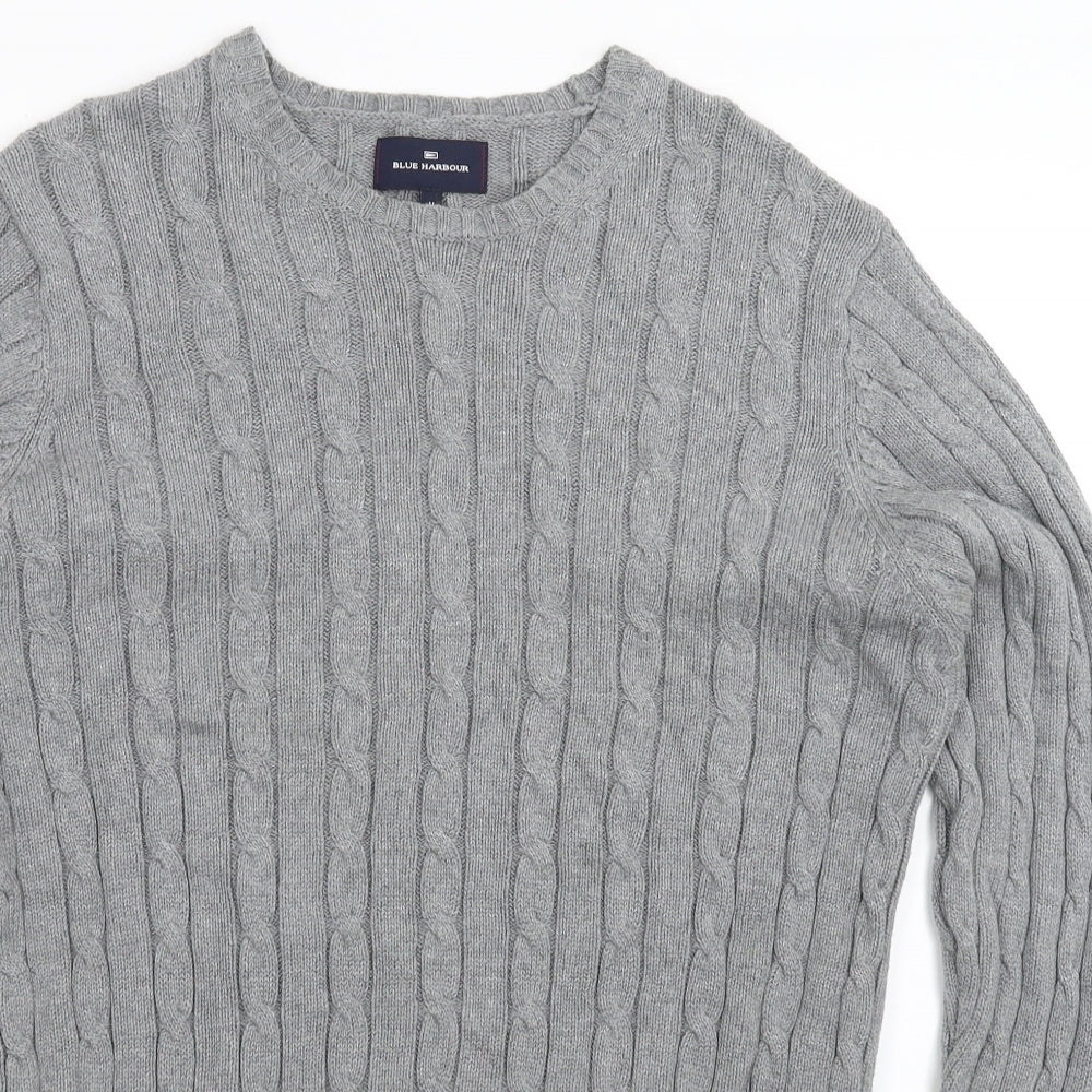 Blue Harbour Mens Grey  Knit Pullover Jumper Size M