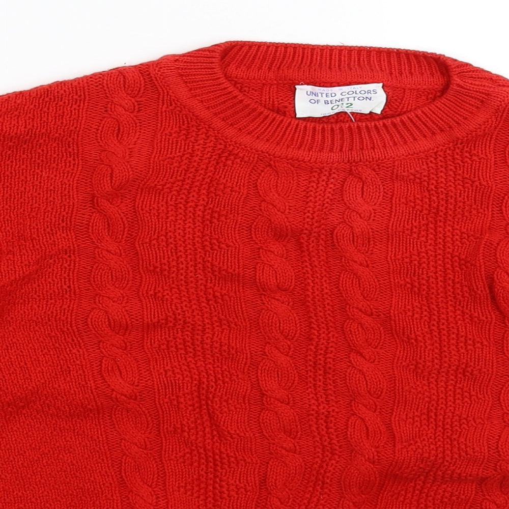United Colors of Benetton Womens Red  Knit Pullover Jumper Size 12