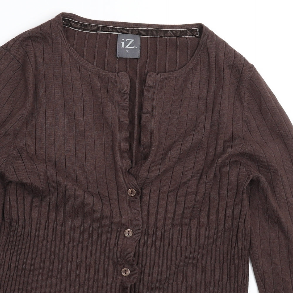 IZ Womens Grey  Knit Cardigan Jumper Size S