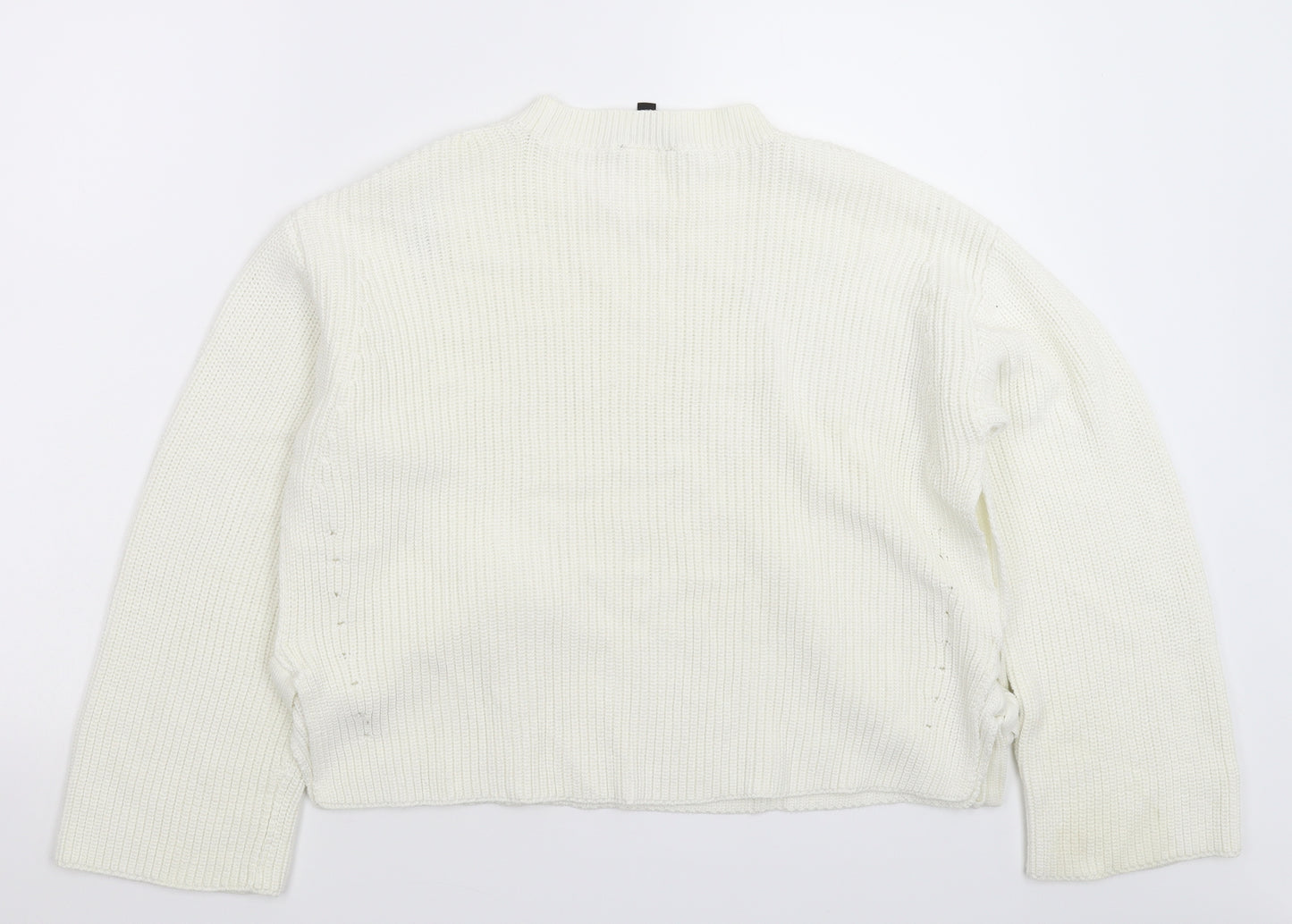 Topshop Womens White  Knit Pullover Jumper Size 10