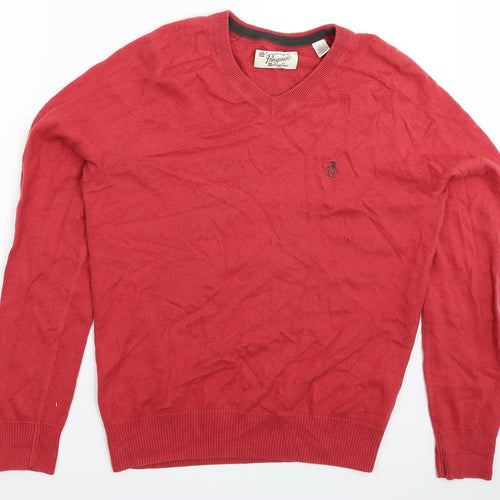 Penguin Mens Pink  Knit Pullover Jumper Size S