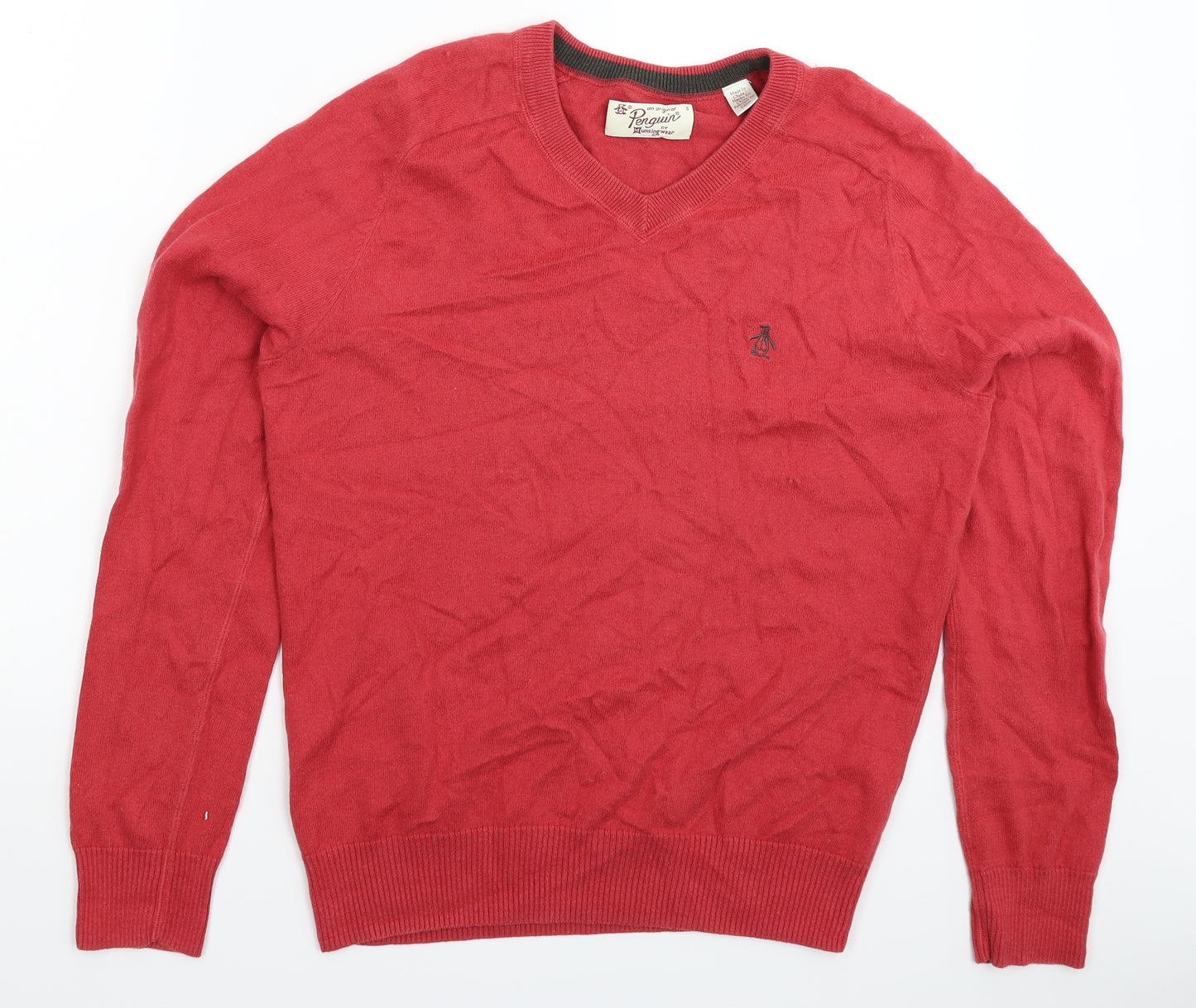 Penguin Mens Pink  Knit Pullover Jumper Size S