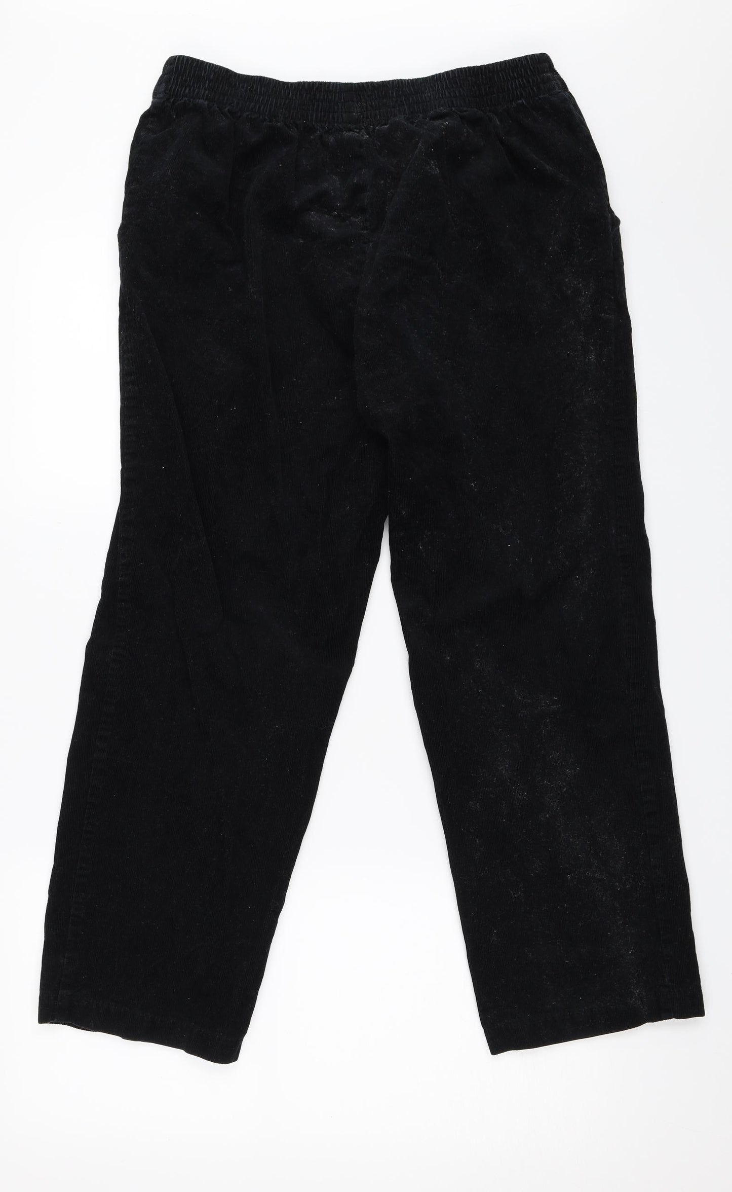 M&S Womens Black  Corduroy Trousers  Size 14 L25 in