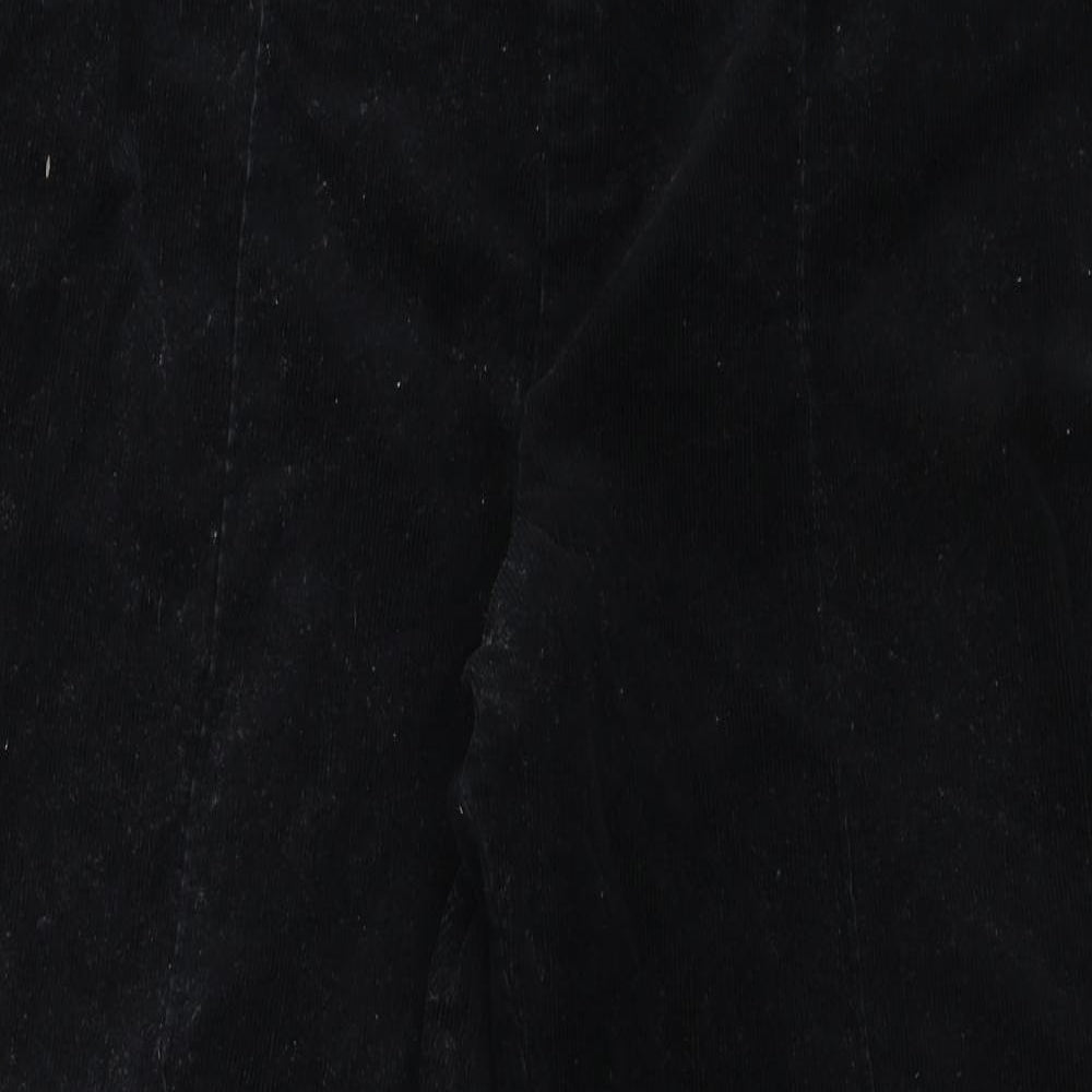 M&S Womens Black  Corduroy Trousers  Size 14 L25 in